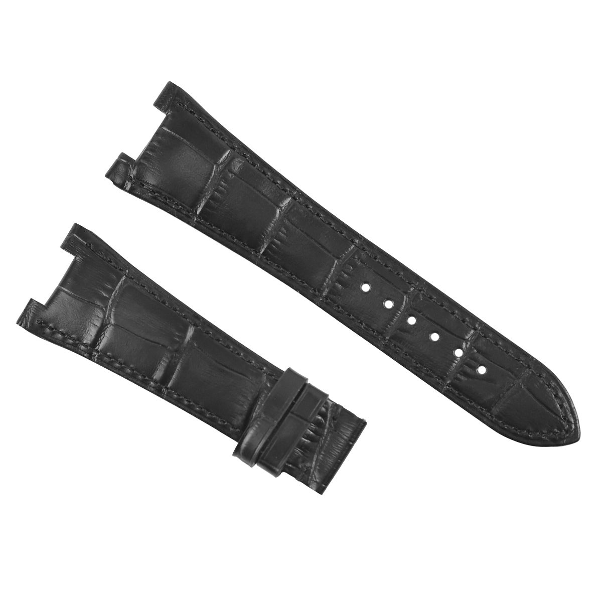 25X18MM Leather Watch Band Strap Made For Patek Philippe Nautilus, Black, view 2