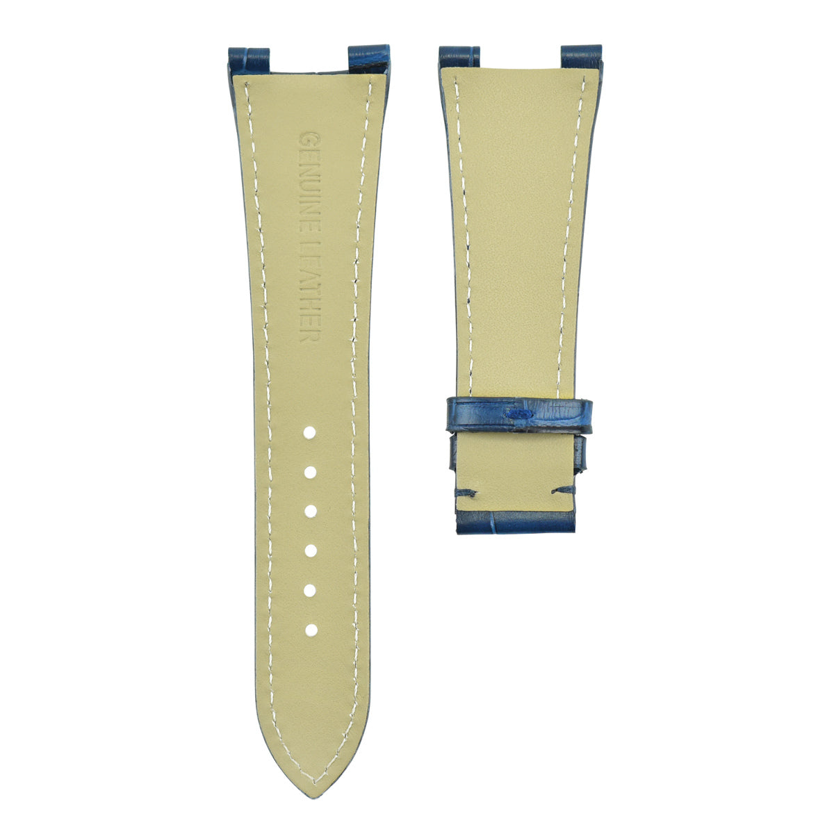 25X18MM Leather Watch Band Strap Made For Patek Philippe Nautilus, Blue, view 4