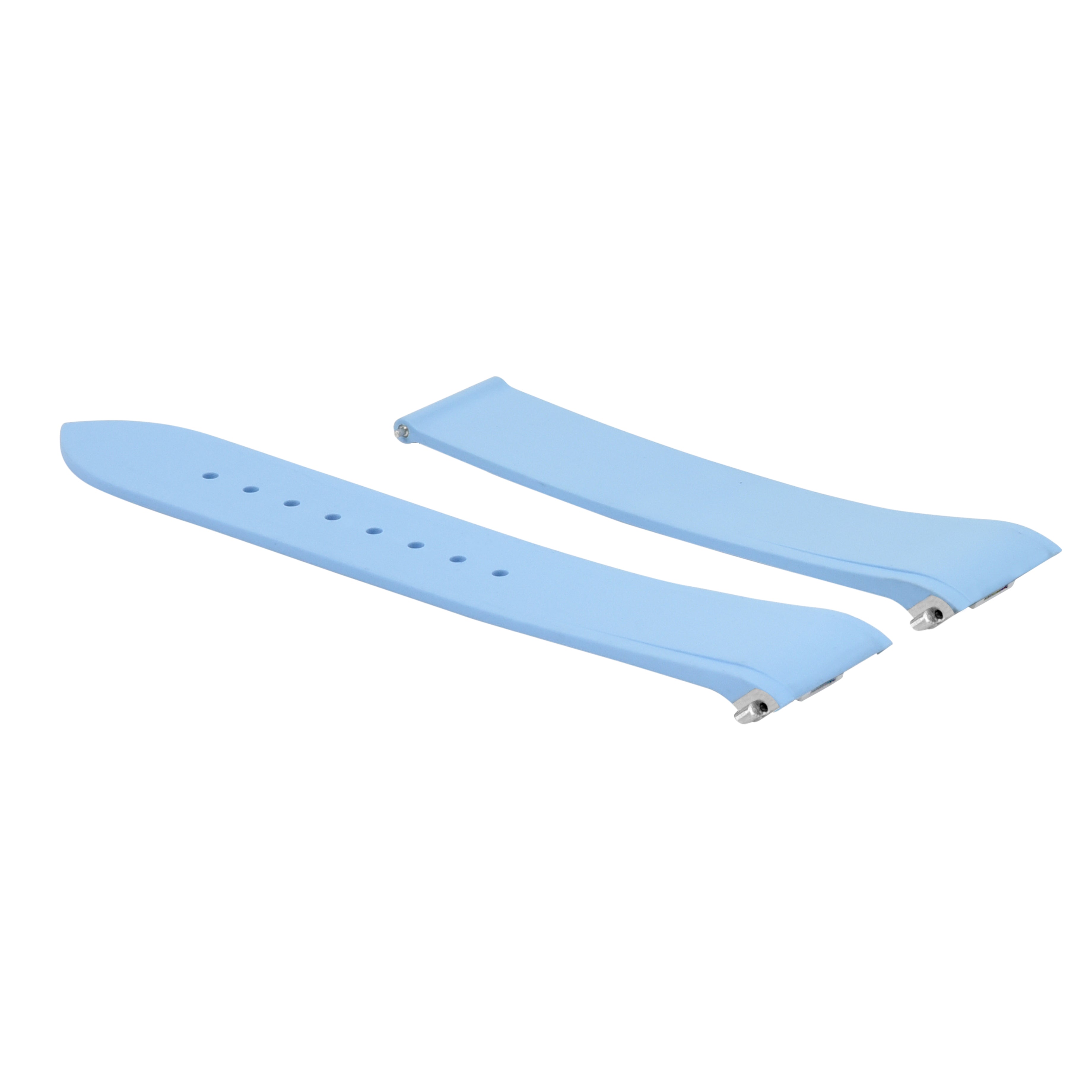 19MM SILICON RUBBER WATCH BAND STRAP FOR CARTIER SANTOS MEDIUM QUICK LIGHT BLUE