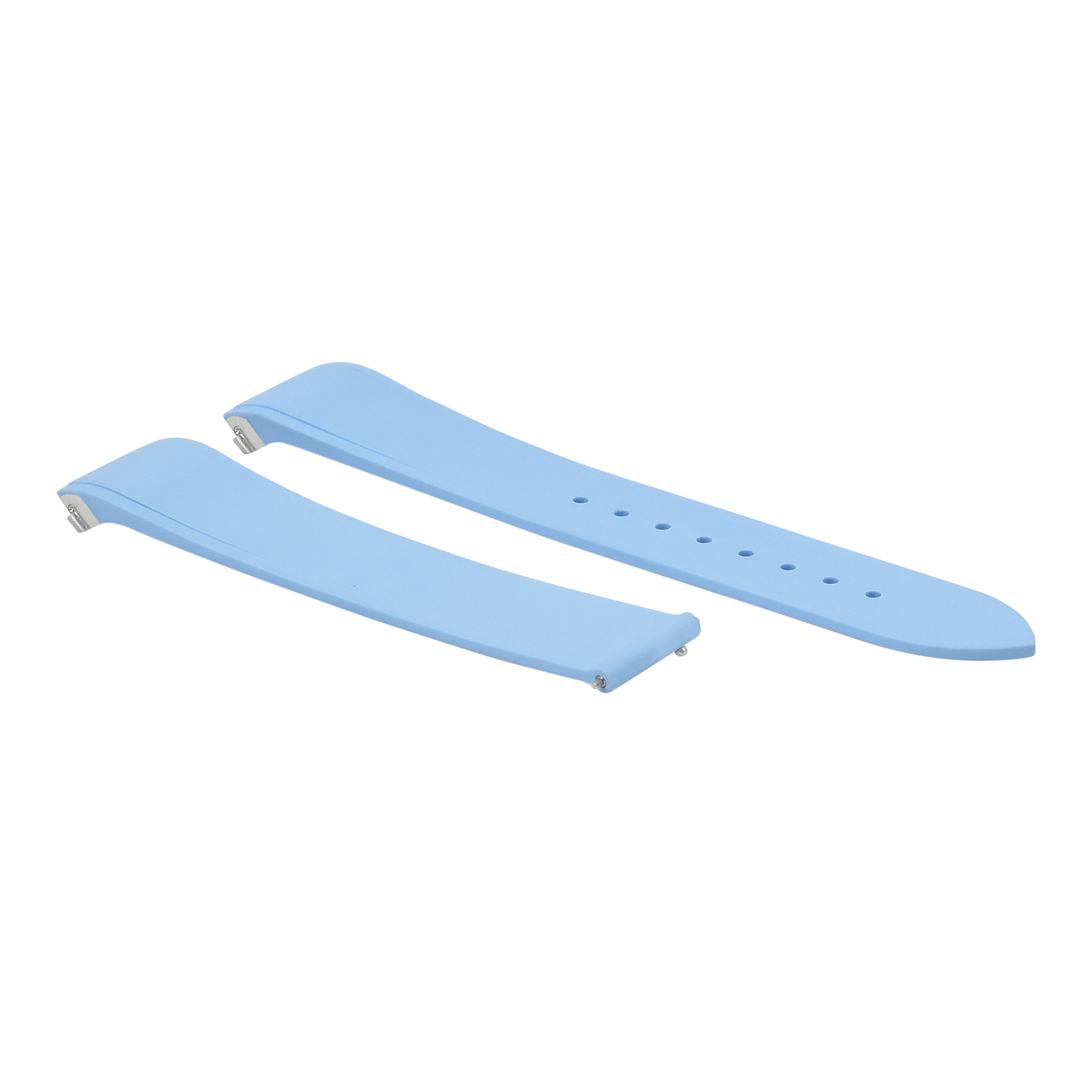 19MM SILICON RUBBER WATCH BAND STRAP FOR CARTIER SANTOS MEDIUM QUICK LIGHT BLUE