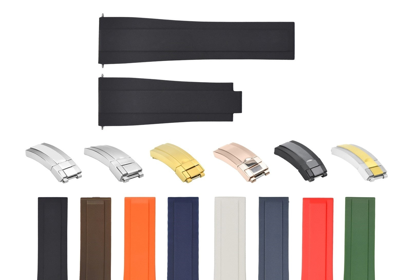 AFTERMARKET 20-21-22MM SILICONE RUBBER WATCH STRAP BAND FOR ROLEX OYSTERFLEX