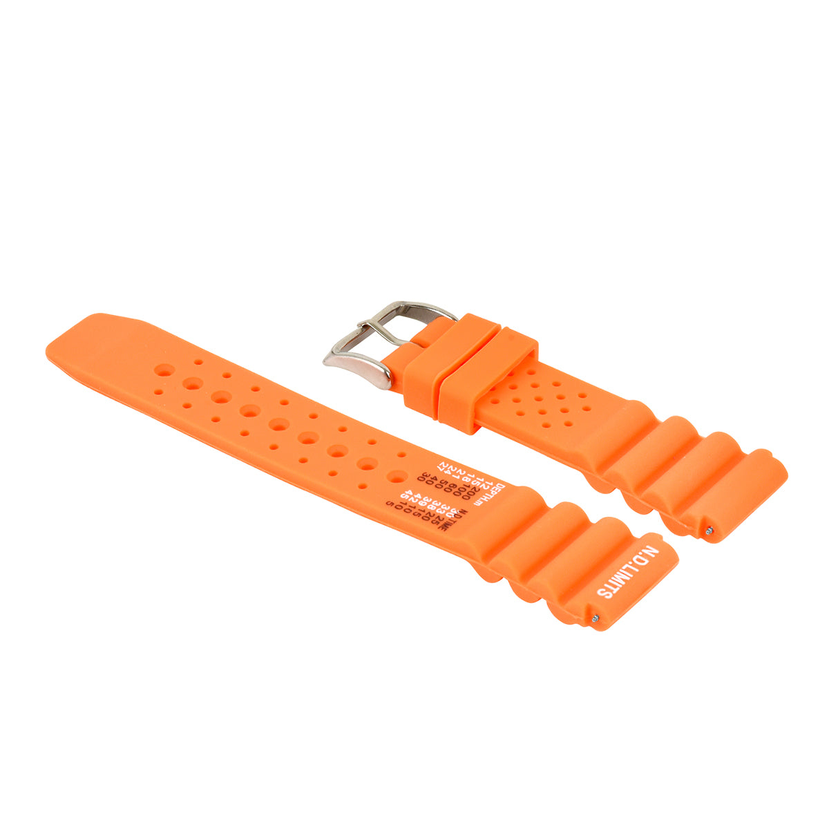 20-22MM ND LIMIT WATCH BANDSTRAP EXTREMA SPORT RUBBER DIVER FOR CITIZEN/SEIKO - Citizen Diver, Seiko Diver, Orange, view 2