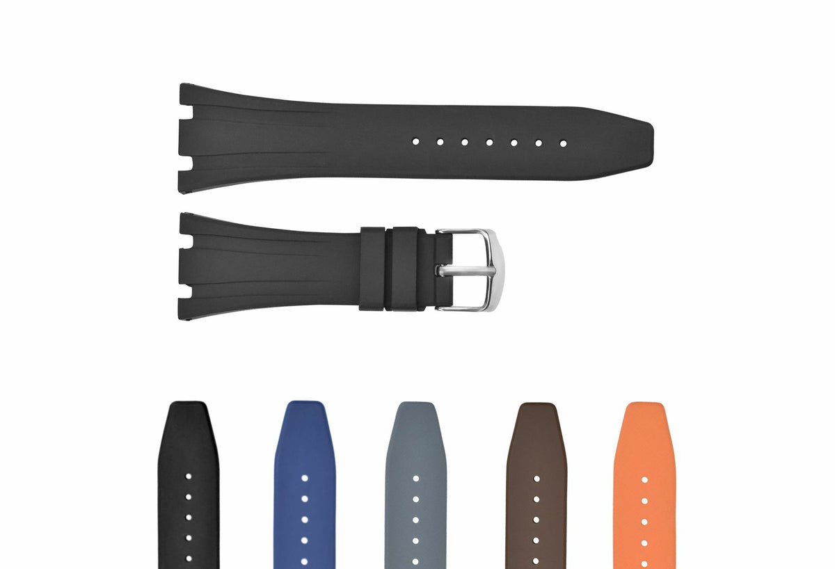 27MM AP RUBBER BAND STRAP FOR AUDEMARS PIGUET ROYAL OAK OFFSHORE 15300 15400, Black