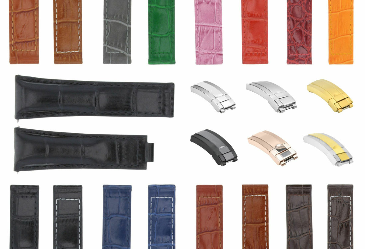 20MM LEATHER WATCH STRAP FOR ROLEX DAYTONA 16518 116520 116523 SHORT MEDIUM LONG, Black (Short)