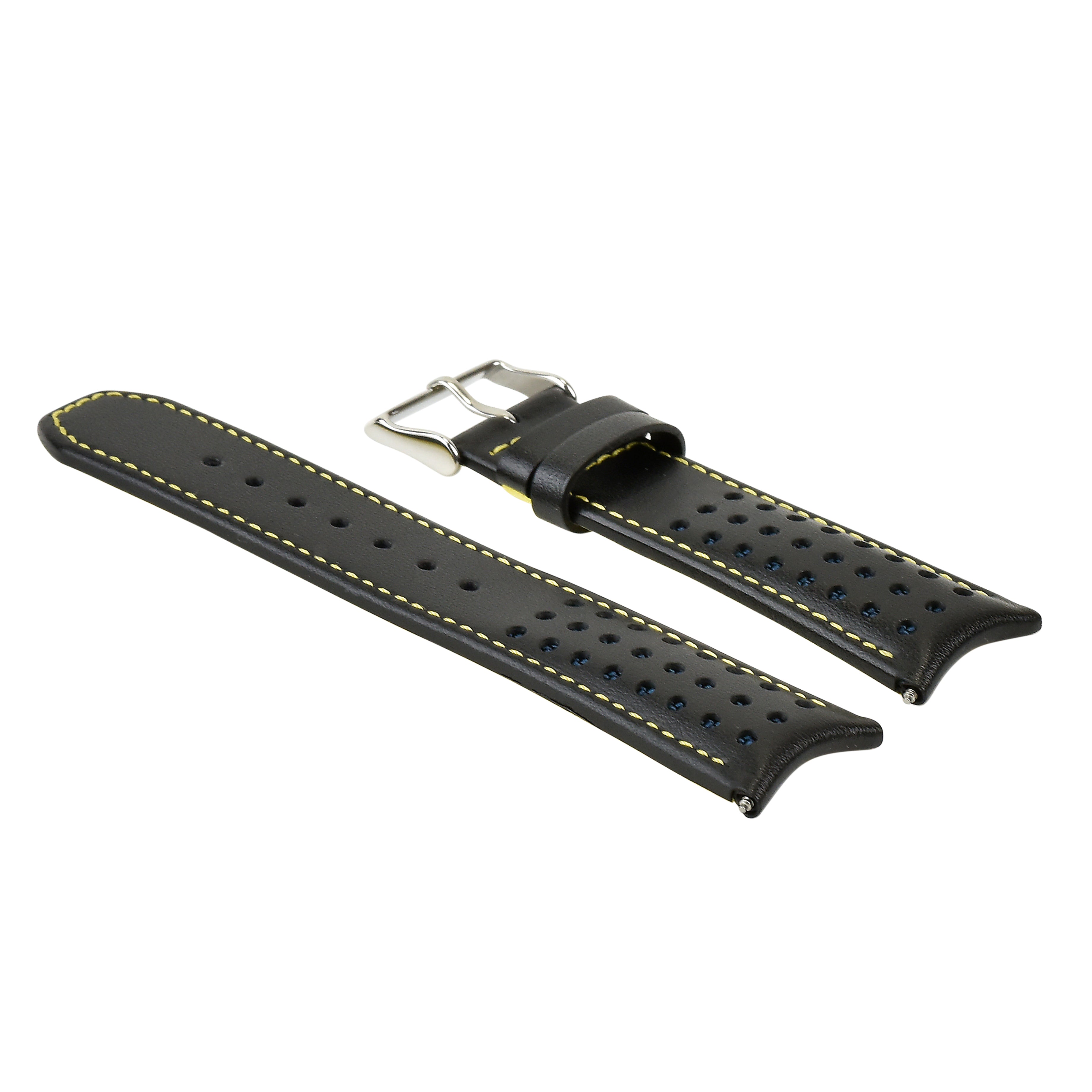 23MM LEATHER WATCH BAND STRAP FOR CITIZEN CA0467-03E ECO DRIVE WATCH BLACK YELLOW