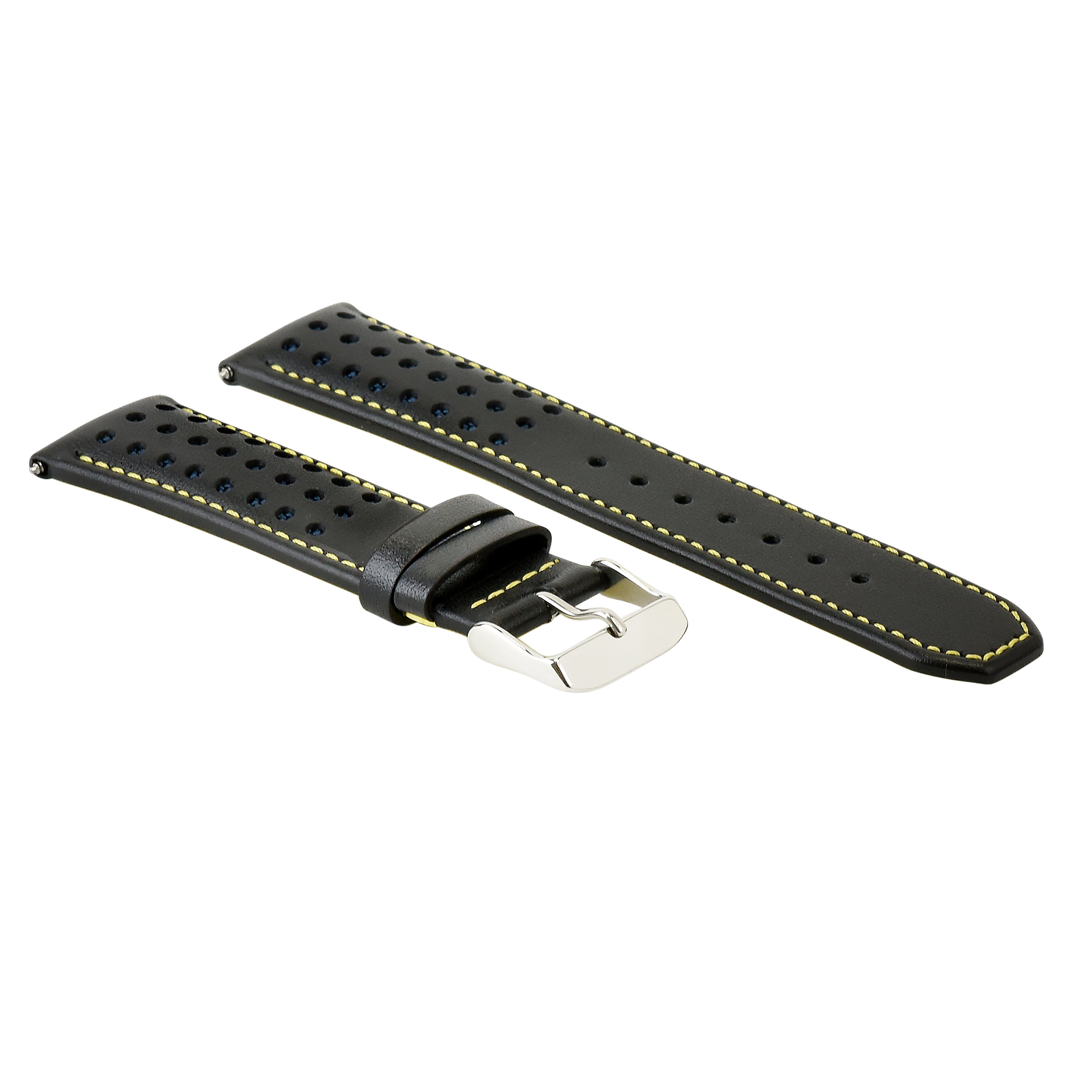 23MM LEATHER WATCH BAND STRAP FOR CITIZEN CA0467-03E ECO DRIVE WATCH BLACK YELLOW