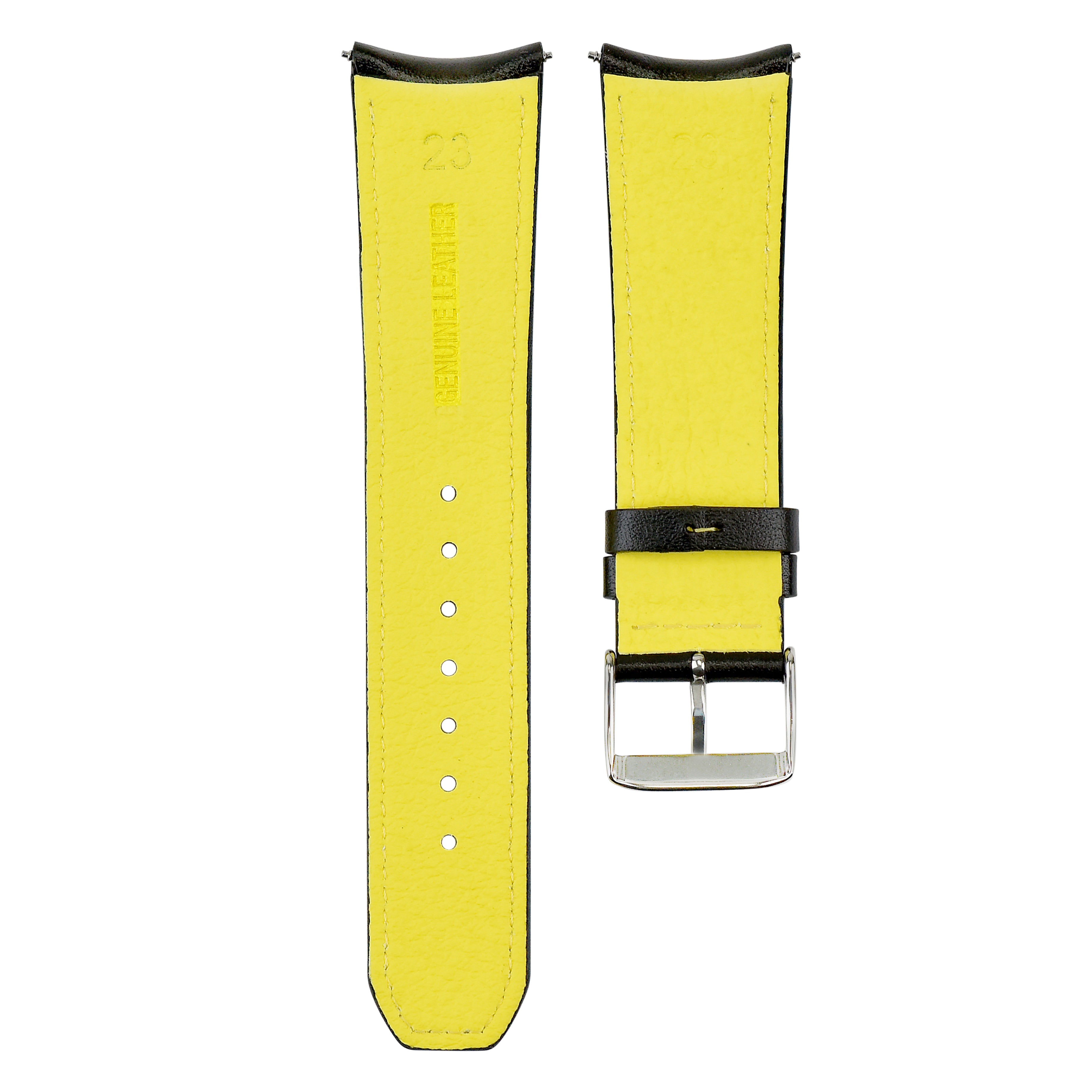 23MM LEATHER WATCH BAND STRAP FOR CITIZEN CA0467-03E ECO DRIVE WATCH BLACK YELLOW