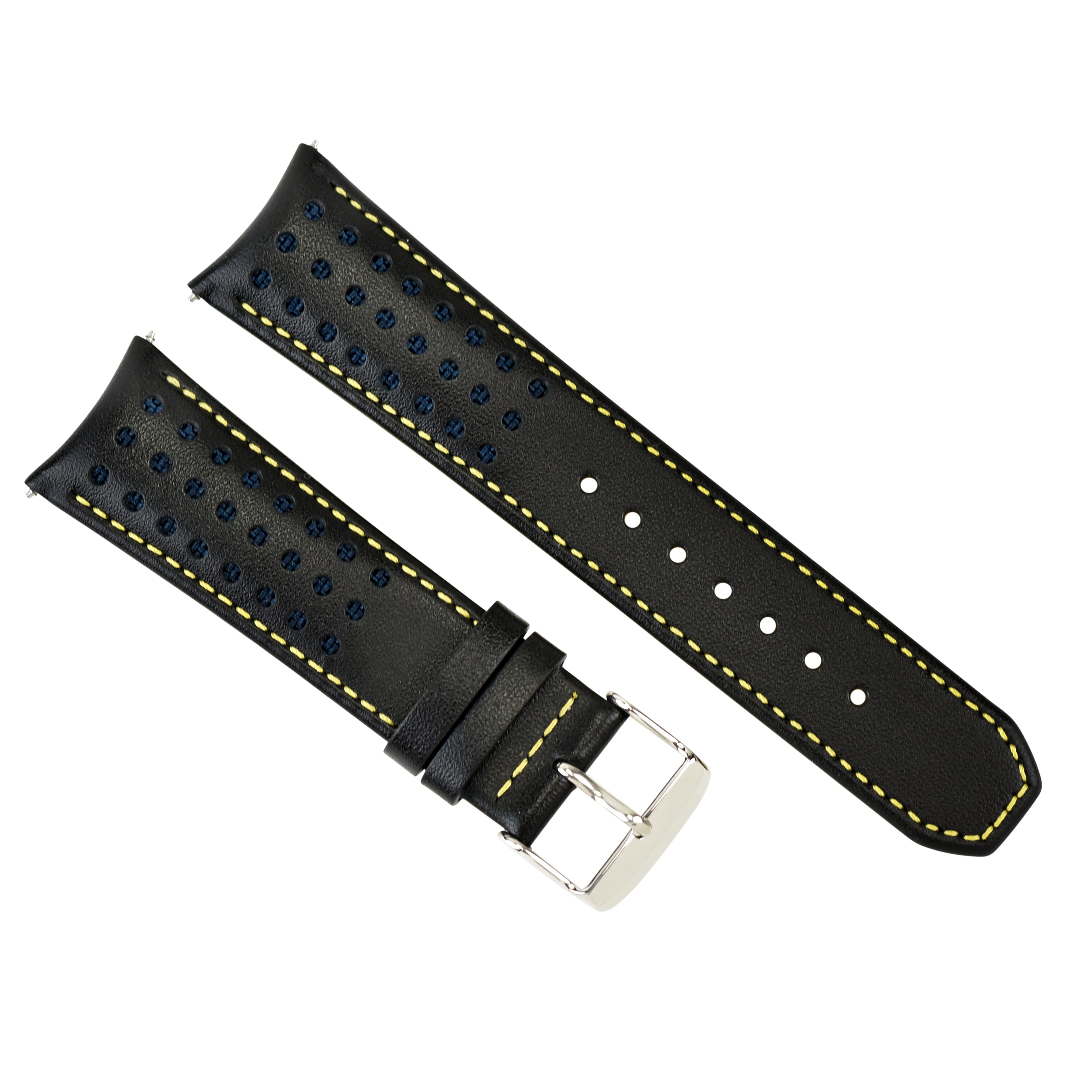 23MM LEATHER WATCH BAND STRAP FOR CITIZEN CA0467-03E ECO DRIVE WATCH BLACK YELLOW