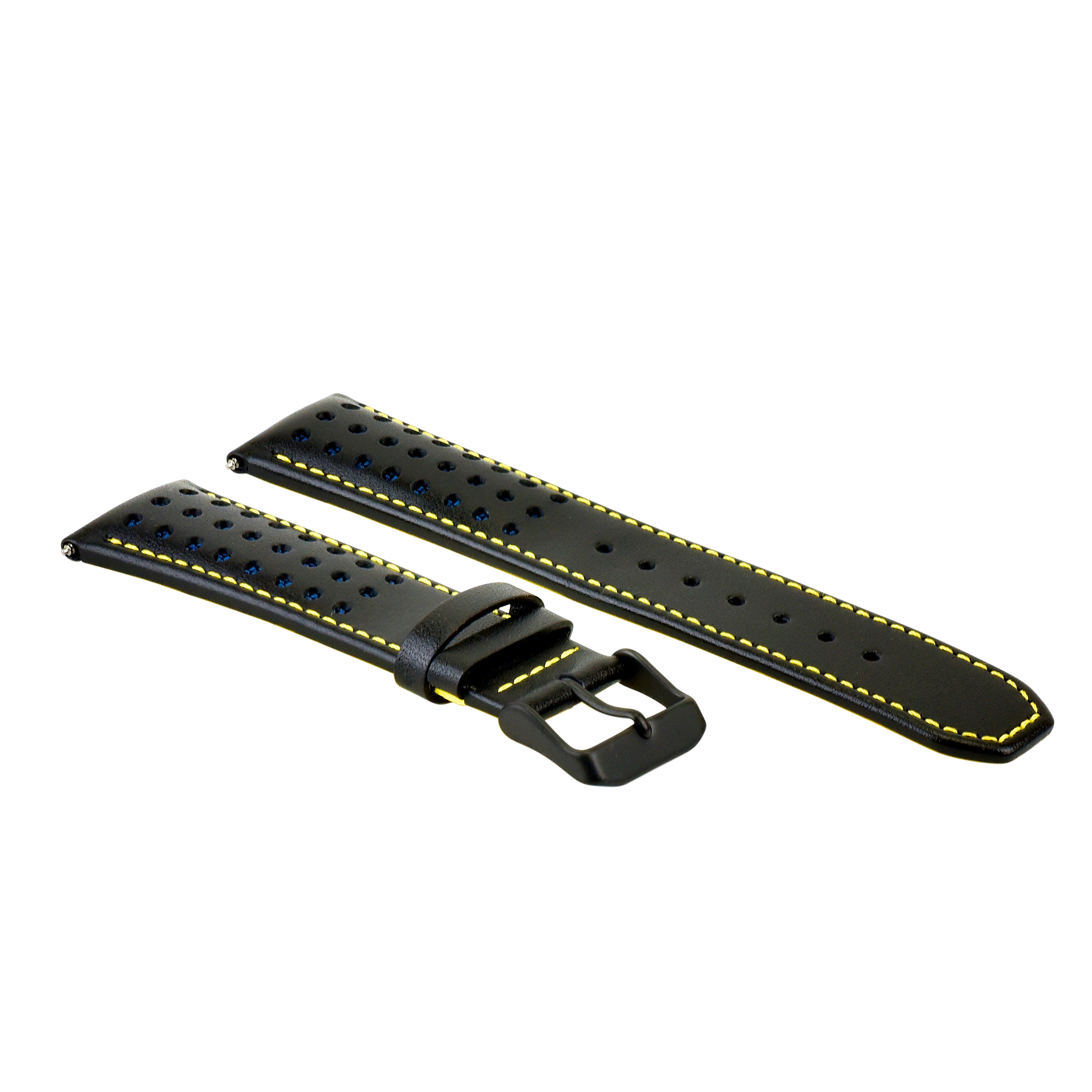 23MM LEATHER WATCH BAND STRAP FOR CITIZEN CA0467-03E ECO DRIVE WATCH BLACK YELLOW