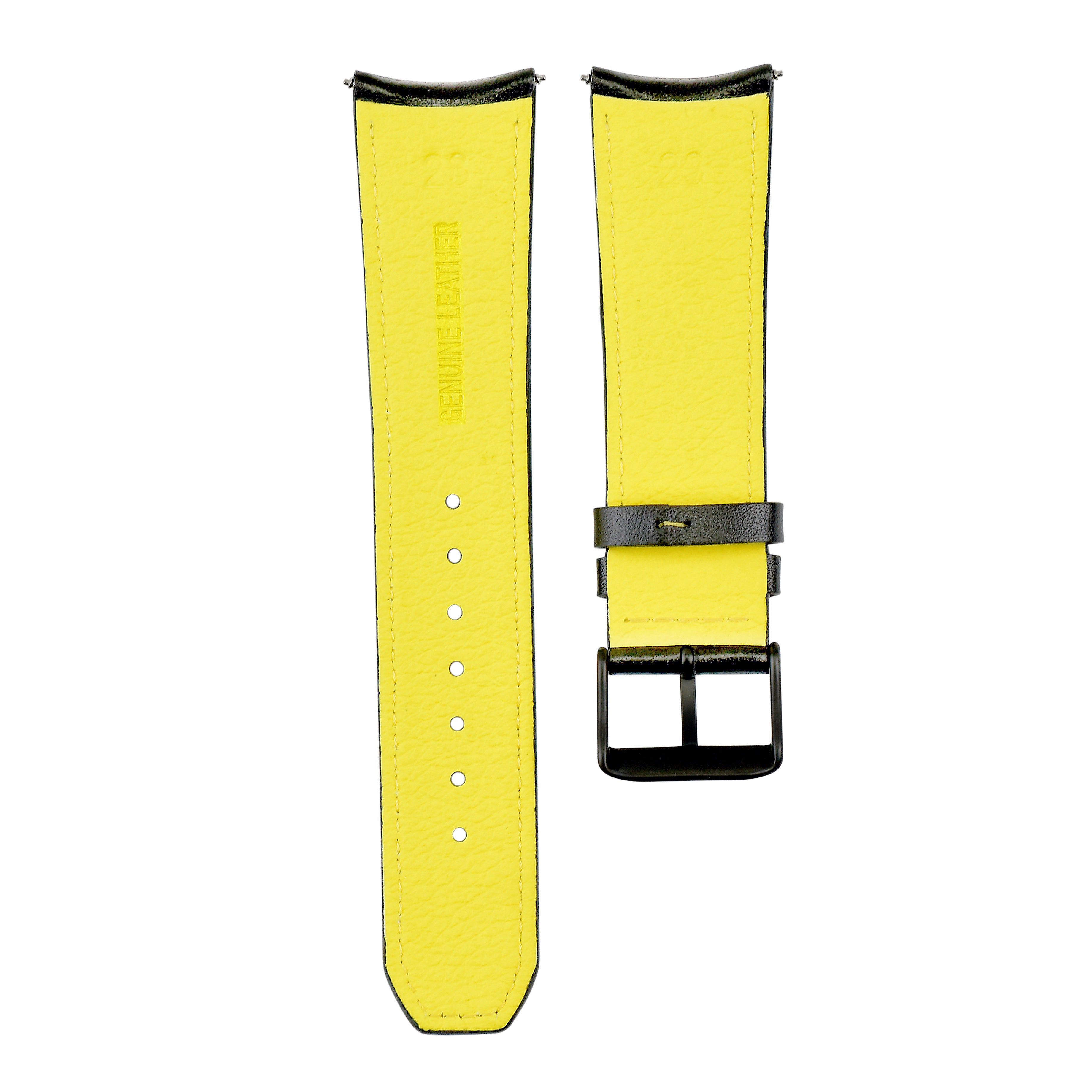 23MM LEATHER WATCH BAND STRAP FOR CITIZEN CA0467-03E ECO DRIVE WATCH BLACK YELLOW