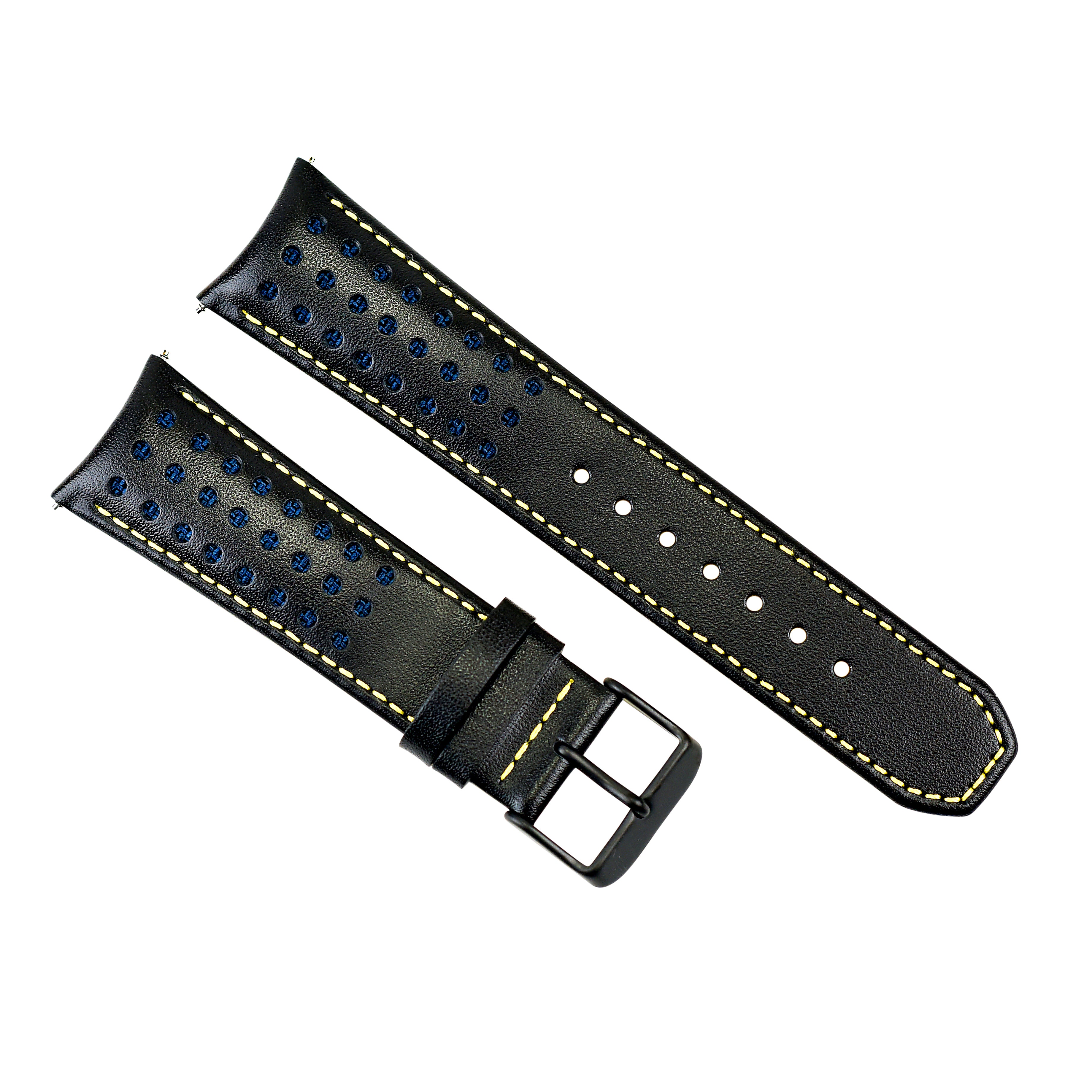 23MM LEATHER WATCH BAND STRAP FOR CITIZEN CA0467-03E ECO DRIVE WATCH BLACK YELLOW