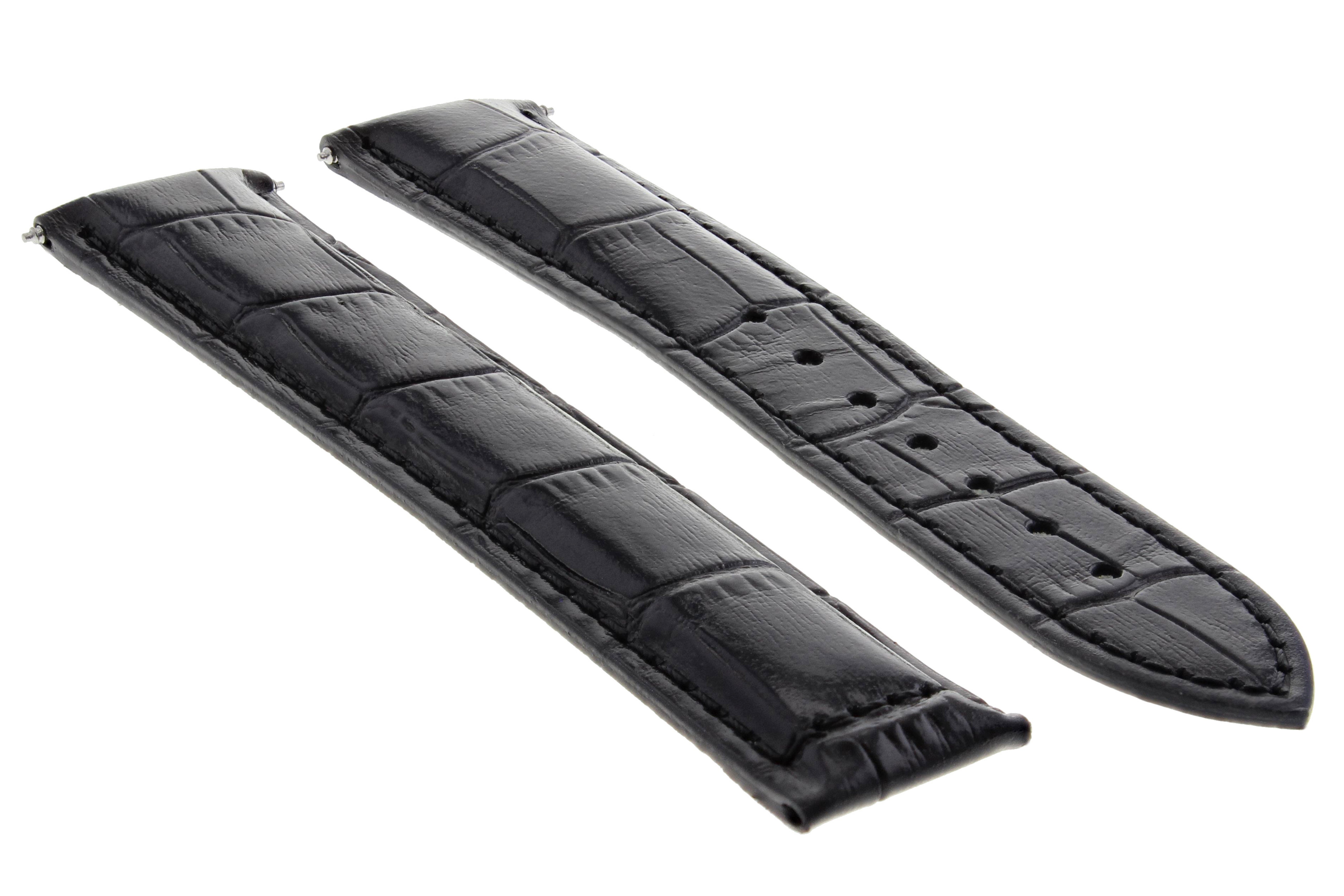 24/20MM BLACK LEATHER WATCH BAND STRAP FOR OMEGA PLANET OCEAN WATCH
