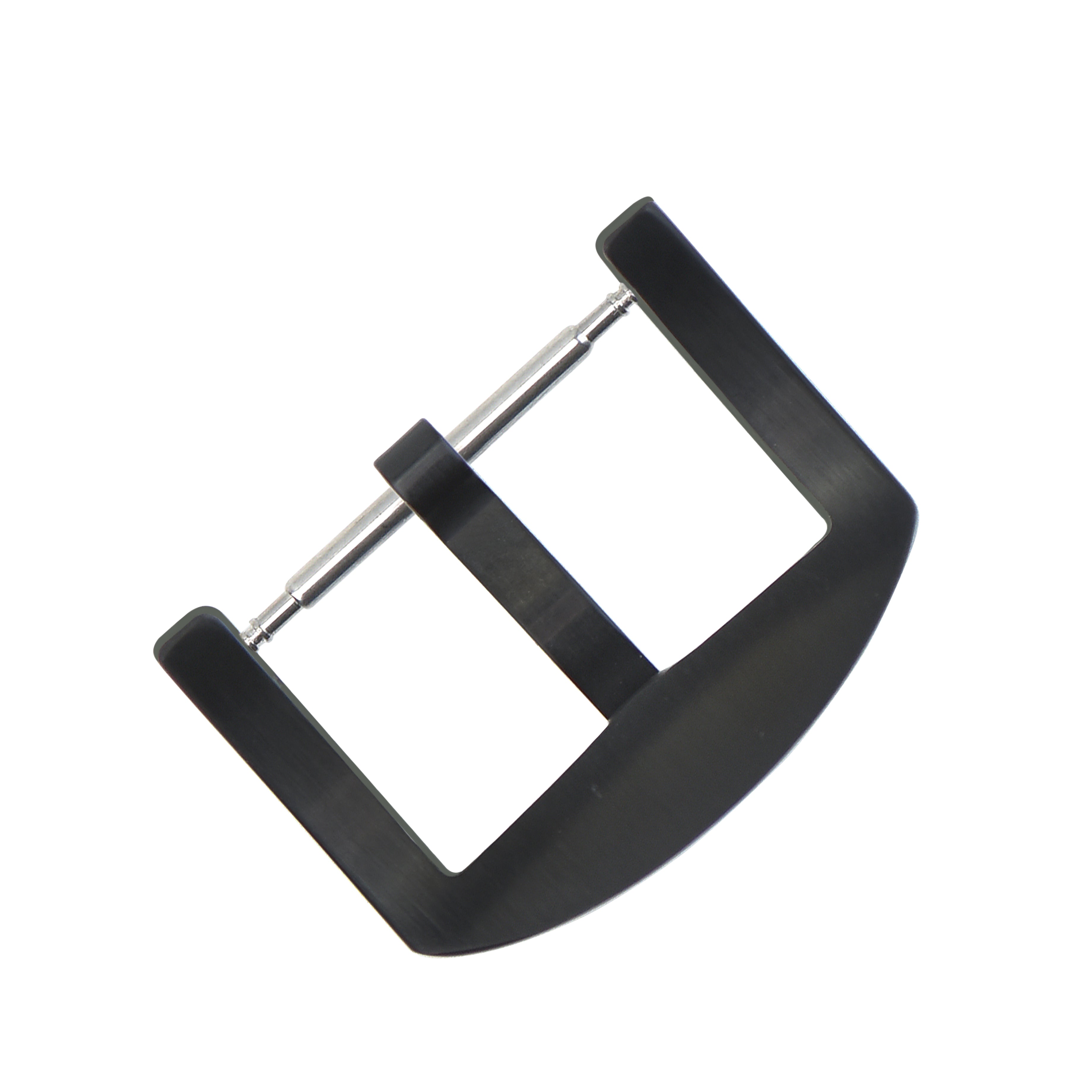 22MM WATCH BAND STRAP PRE-V-SCREW BUCKLE FOR LEATHER RUBBER STRAP BLACK PVD