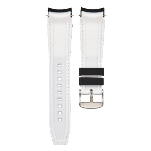 20MM CURVED RUBBER STRAP PERFORATED FOR CITIZEN ECO DRIVE WATCH BLACK WHITE T/QL