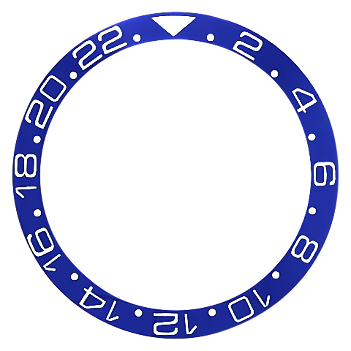 REPLACEMENT BEZEL INSERT BLUE WITH SILVER FONT CERAMIC FOR WATCH 38MM X 30.80MM