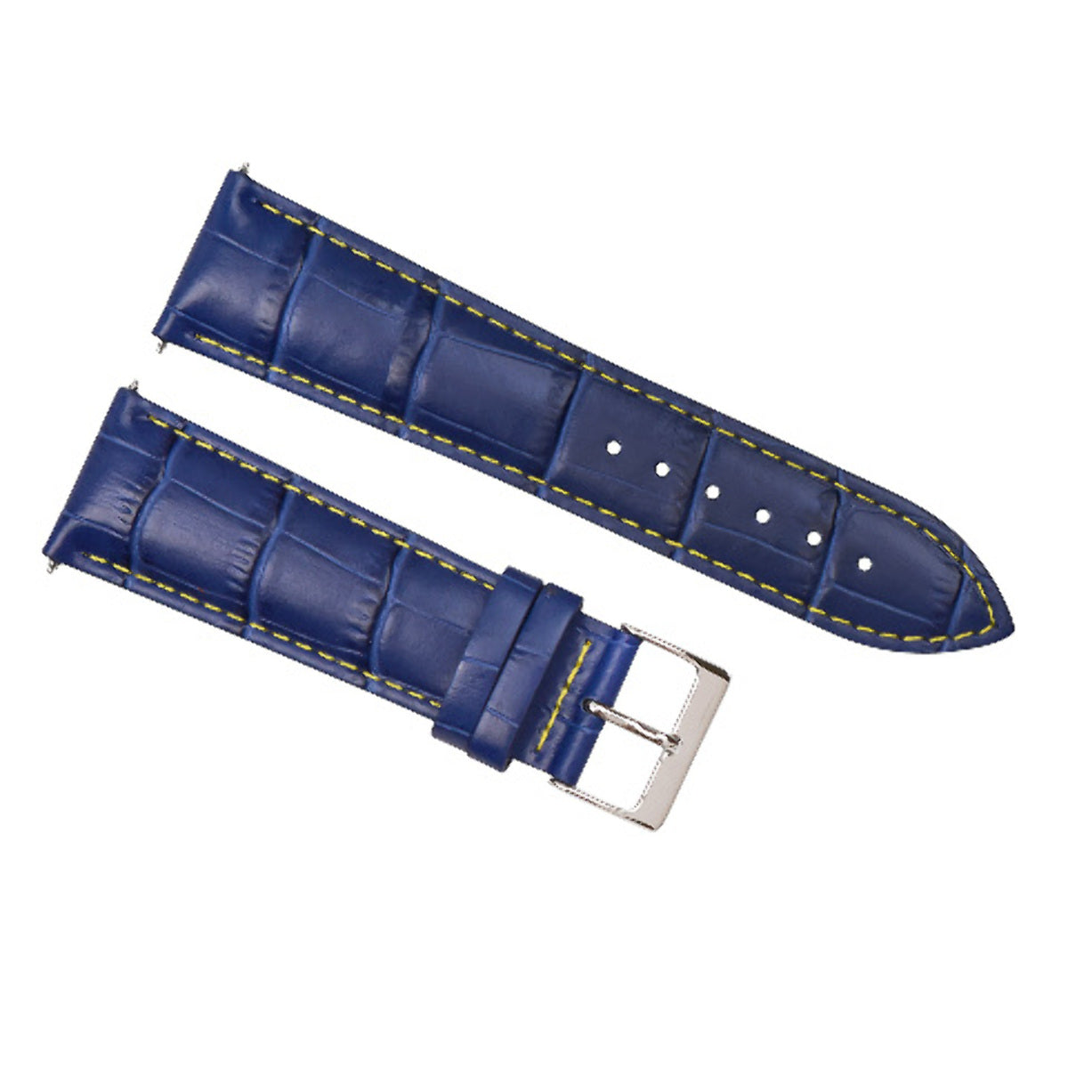 23MM LEATHER WATCH BAND STRAP FOR CITIZEN ECO DRIVE POSTMASTER BLUE YELLOW STITCH