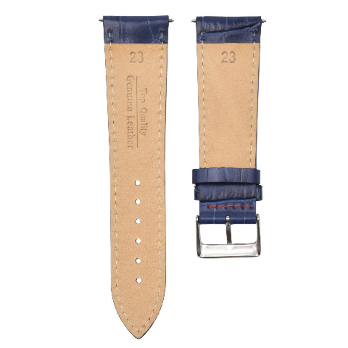 23MM LEATHER WATCH BAND STRAP FOR CITIZEN ECO DRIVE PROMASTER BLUE RED STITCH