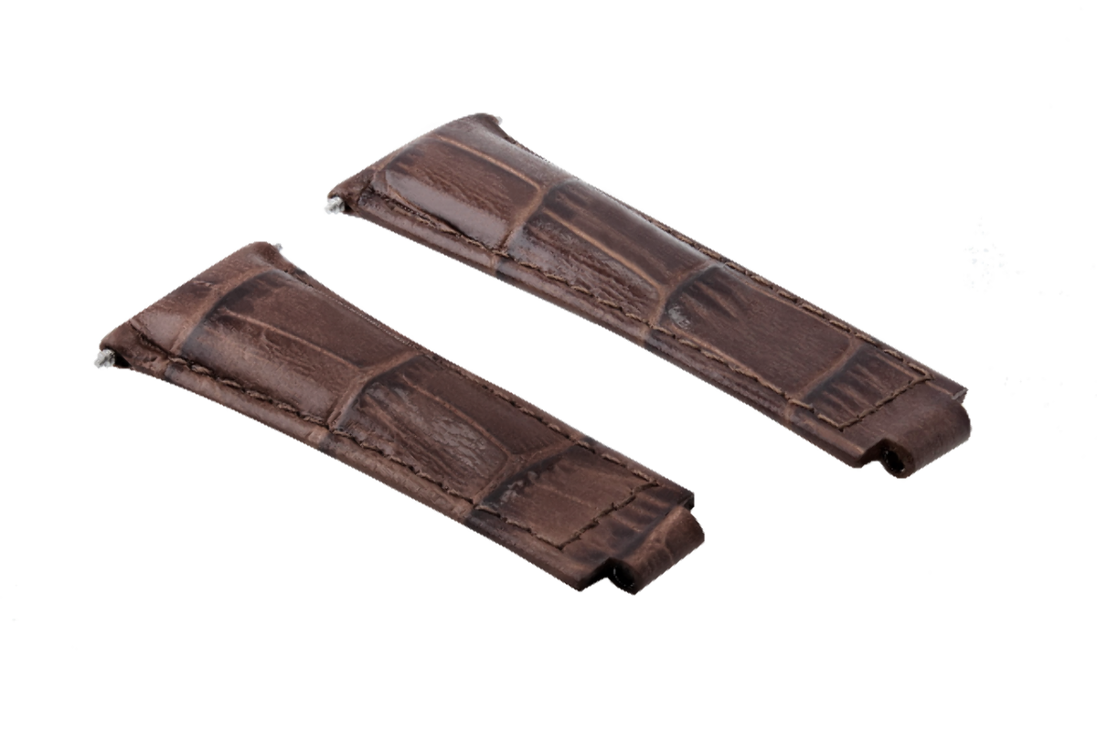 LEATHER WATCH BAND STRAP FOR ROLEX DAYTONA 16518 16520 116518 116519 BROWN SHORT