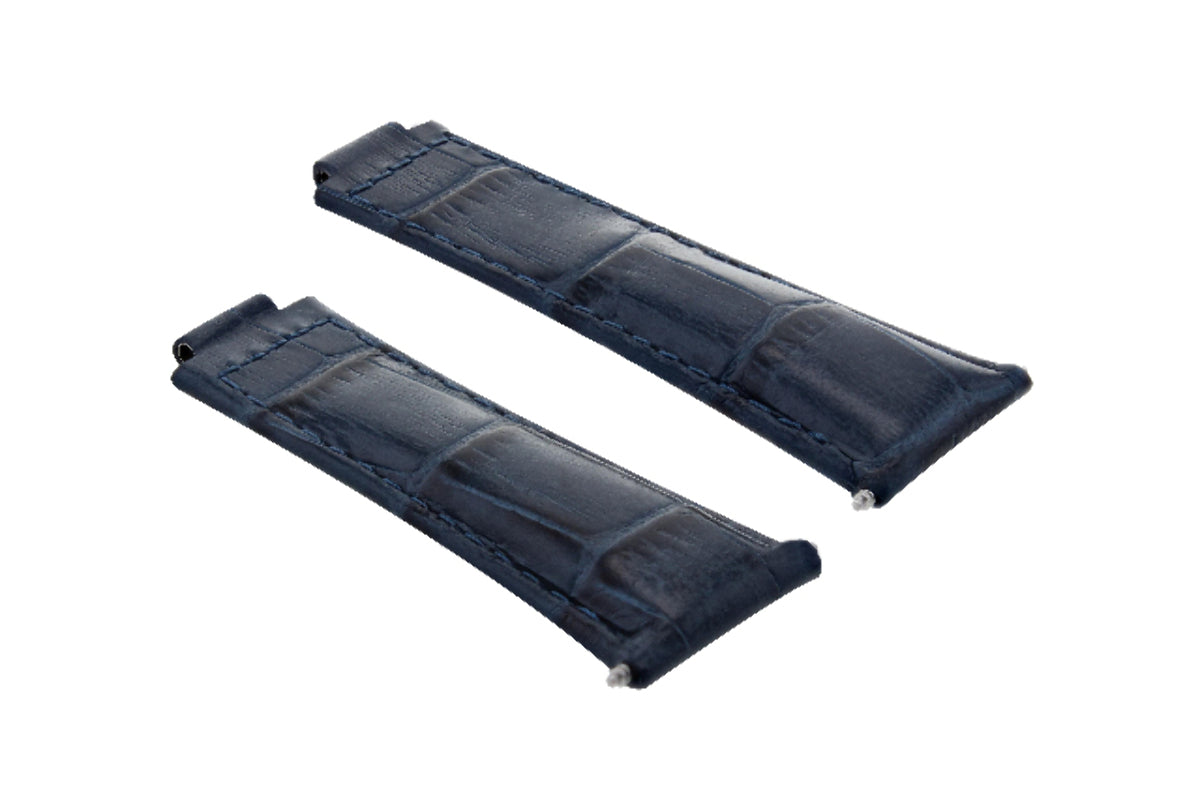 LEATHER WATCH BAND STRAP FOR ROLEX DAYTONA 16520 116518 116519 116520 REG BLUE