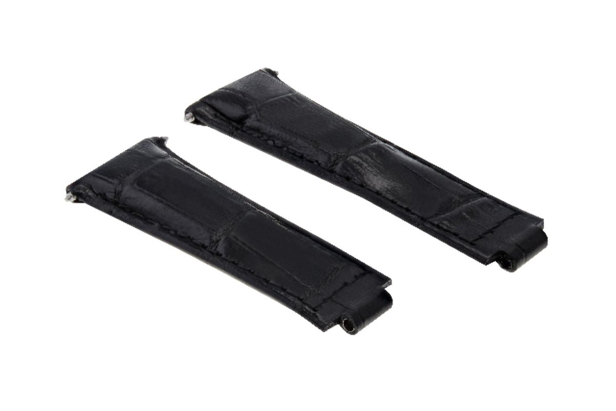 LEATHER WATCH BAND STRAP FOR ROLEX DAYTONA 16518 16520 116518 116519 BLACK LONG