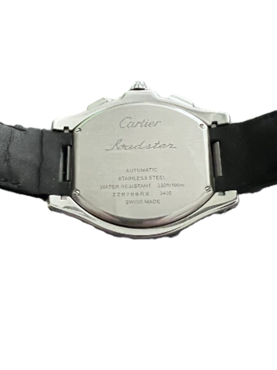 19MM LEATHER STRAP BAND FOR CARTIER ROADSTER 2510 2524 3312 3405 RELEASE BLACK