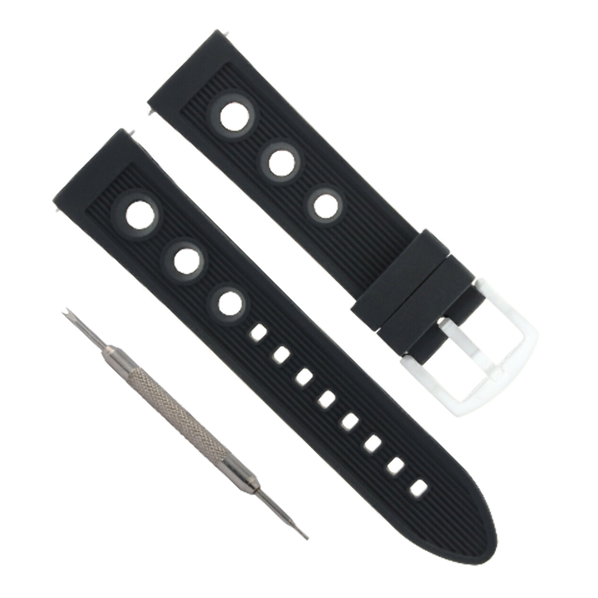 20MM RUBBER DIVER BAND STRAP FOR OMEGA SEAMASTER PLANET BLACK SPRING BAR REMOVER