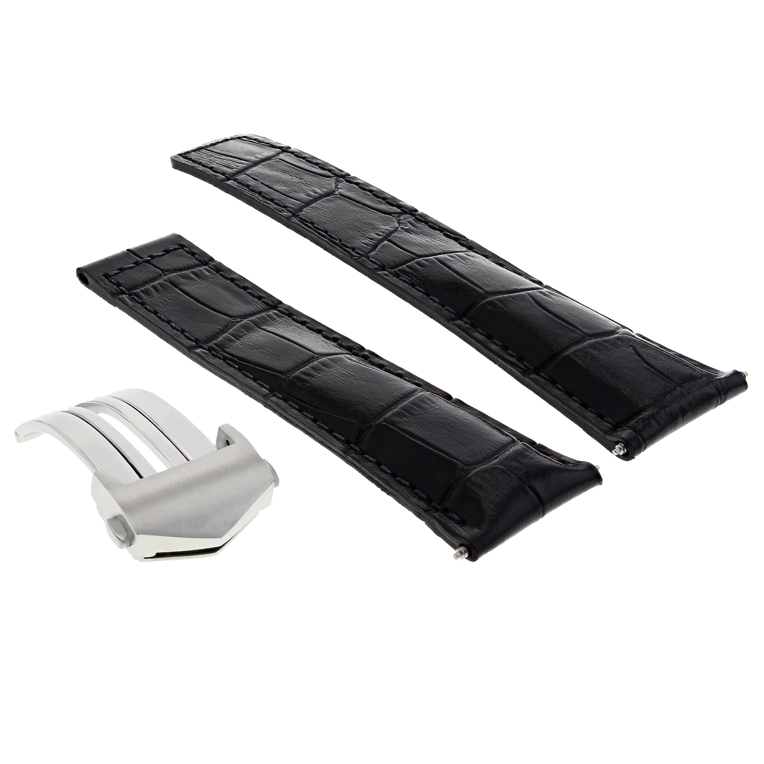 22MM LEATHER WATCH STRAP BAND FOR FREDERIQUE CONSTANT MOONPHASE FC-712MS BLACK