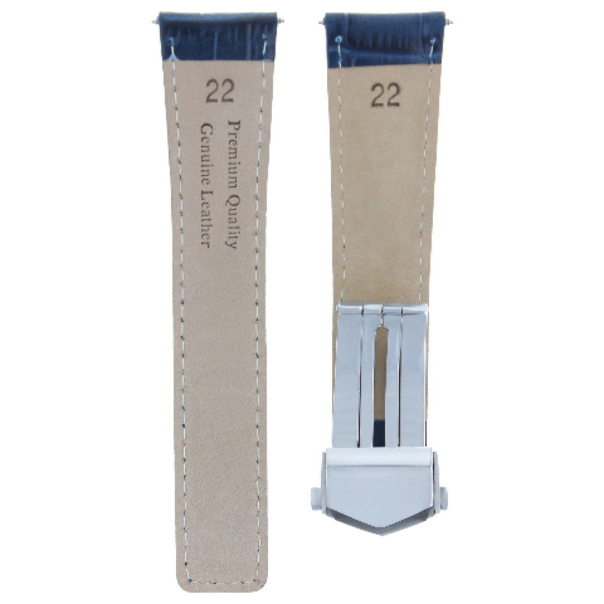 22MM LEATHER WATCH STRAP BAND FOR CIITZEN ECO DRIVE WITH CLASP BLUE TOP QUALITY