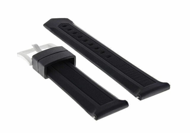 22MM RUBBER WATCH STRAP BAND FOR BREITLING NAVITIMER SPRING BAR REMOVER BLACK