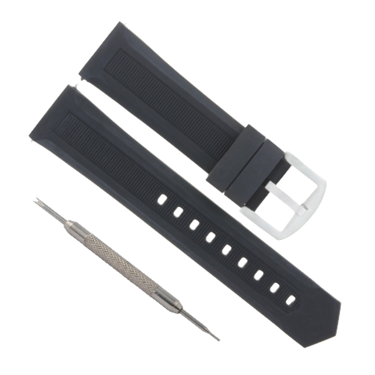 22MM RUBBER WATCH STRAP BAND FOR BREITLING NAVITIMER SPRING BAR REMOVER BLACK