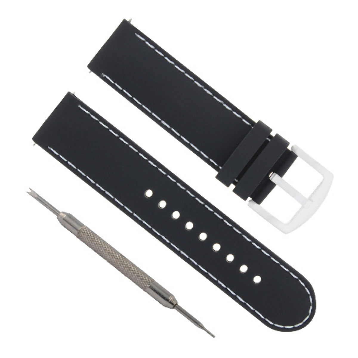 20MM RUBBER WATCH BAND STRAP FOR 43MM TISSOT V8 SPORT BLACK SPRING BAR REMOVER