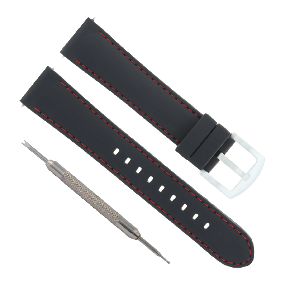 22MM RUBBER STRAP BAND FOR 45.5MM OMEGA SEAMASTER PLANET SPRING BAR REMOVER RED