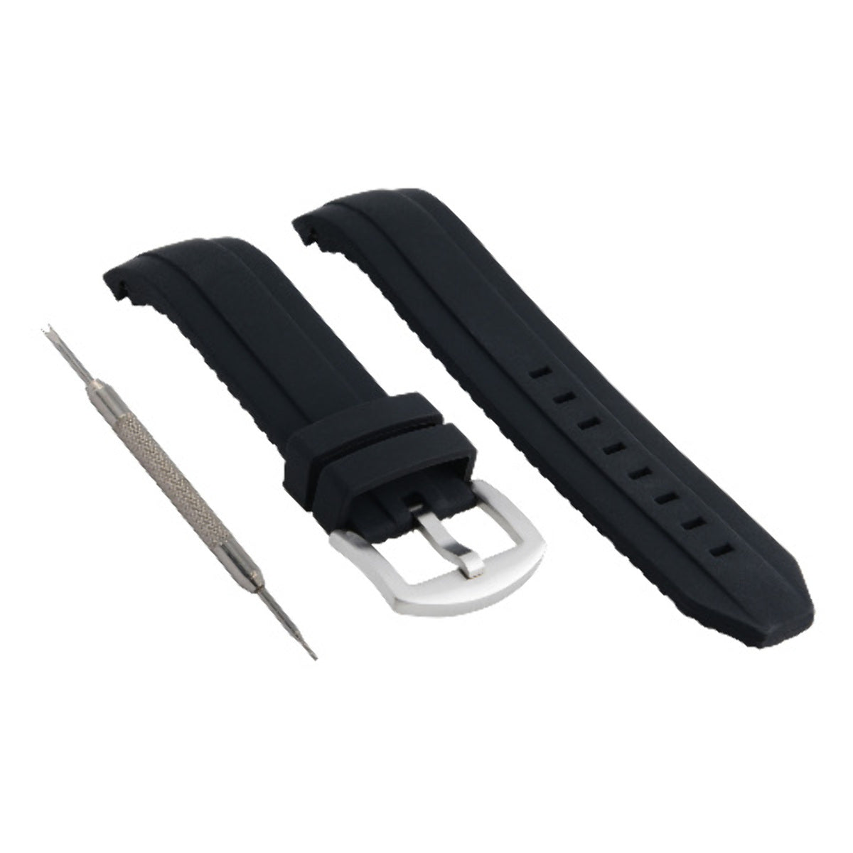 22MM CURVE RUBBER STRAP BAND FOR SEIKO 200M SKX007K 7S26 SPRING BAR REMOVER BLAC