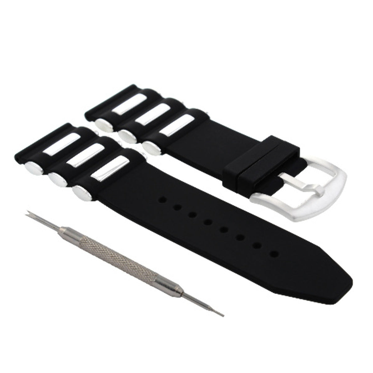 26MM RUBBER DIVER BAND STRAP FOR INVICTA 6608 4342 RUSSIAN SPRING BAR REMOVER BL