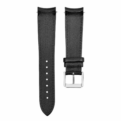 21MM CURVED END LEATHER WATCH BAND STRAP FOR SEIKO SNAE75 SCJC043 7T62-OKVO BLACK