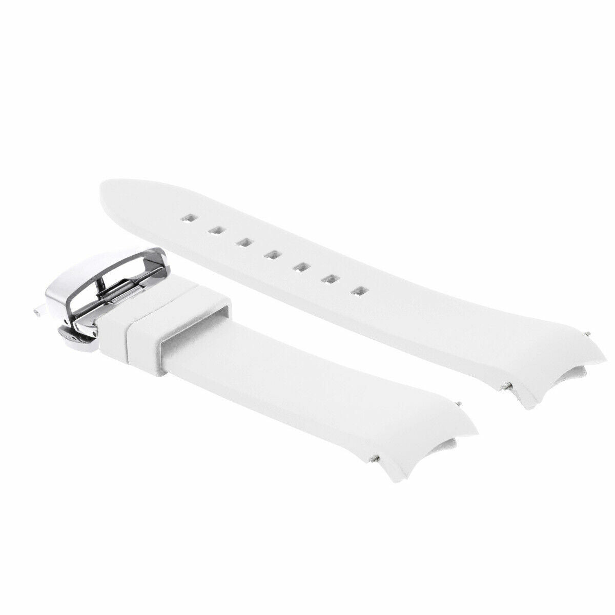 CURVED END SILICONE WATCH BAND RUBBER STRAP +CLASP - 19MM