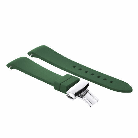 CURVED END SILICONE WATCH BAND RUBBER STRAP +CLASP - 22MM