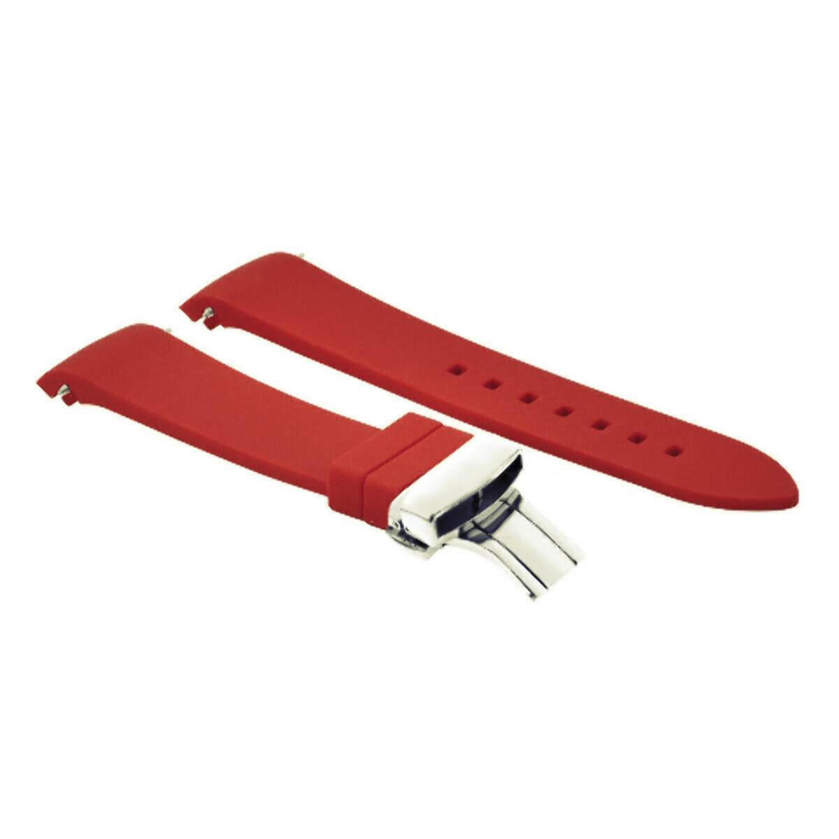 CURVED END SILICONE RUBBER STRAP 18MM19MM 20MM 21MM 22MM 24MM FOR OMEGA SEAMAST, Red, view 3