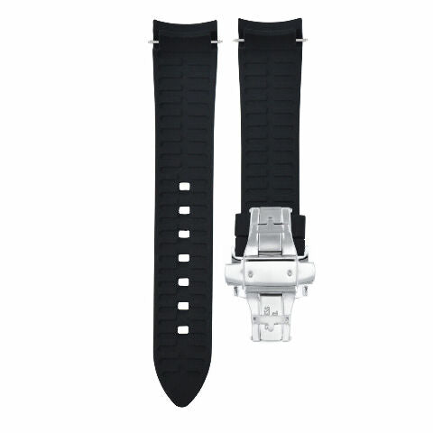 CURVED END SILICONE RUBBER STRAP FOR OMEGA SEAMASTER - 21MM