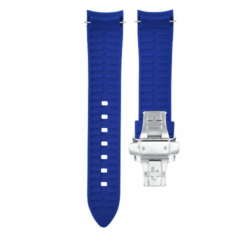 CURVED END SILICONE RUBBER STRAP FOR OMEGA SEAMASTER - 21MM