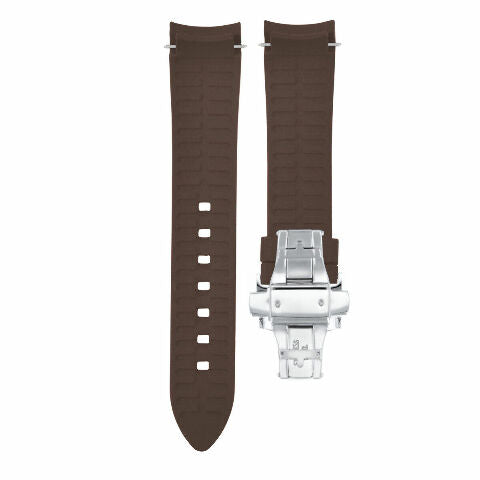 CURVED END SILICONE RUBBER STRAP FOR OMEGA SEAMASTER - 21MM