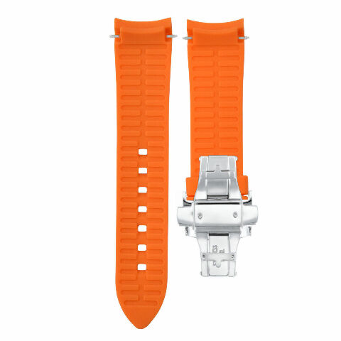 CURVED END SILICONE RUBBER STRAP FOR OMEGA SEAMASTER - 21MM