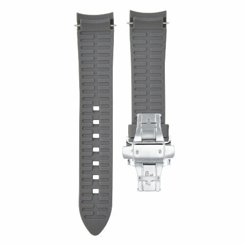 CURVED END SILICONE RUBBER STRAP FOR OMEGA SEAMASTER - 21MM