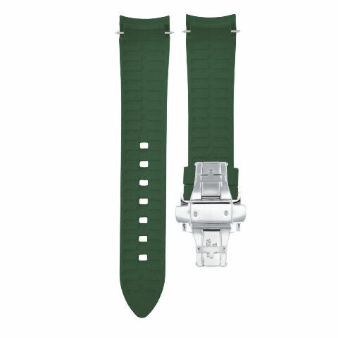 CURVED END SILICONE RUBBER STRAP FOR OMEGA SEAMASTER - 21MM