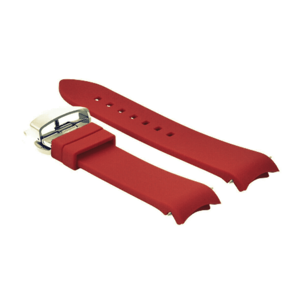 CURVED END SILICONE RUBBER STRAP 18MM19MM 20MM 21MM 22MM 24MM FOR OMEGA SEAMAST, Red, view 8