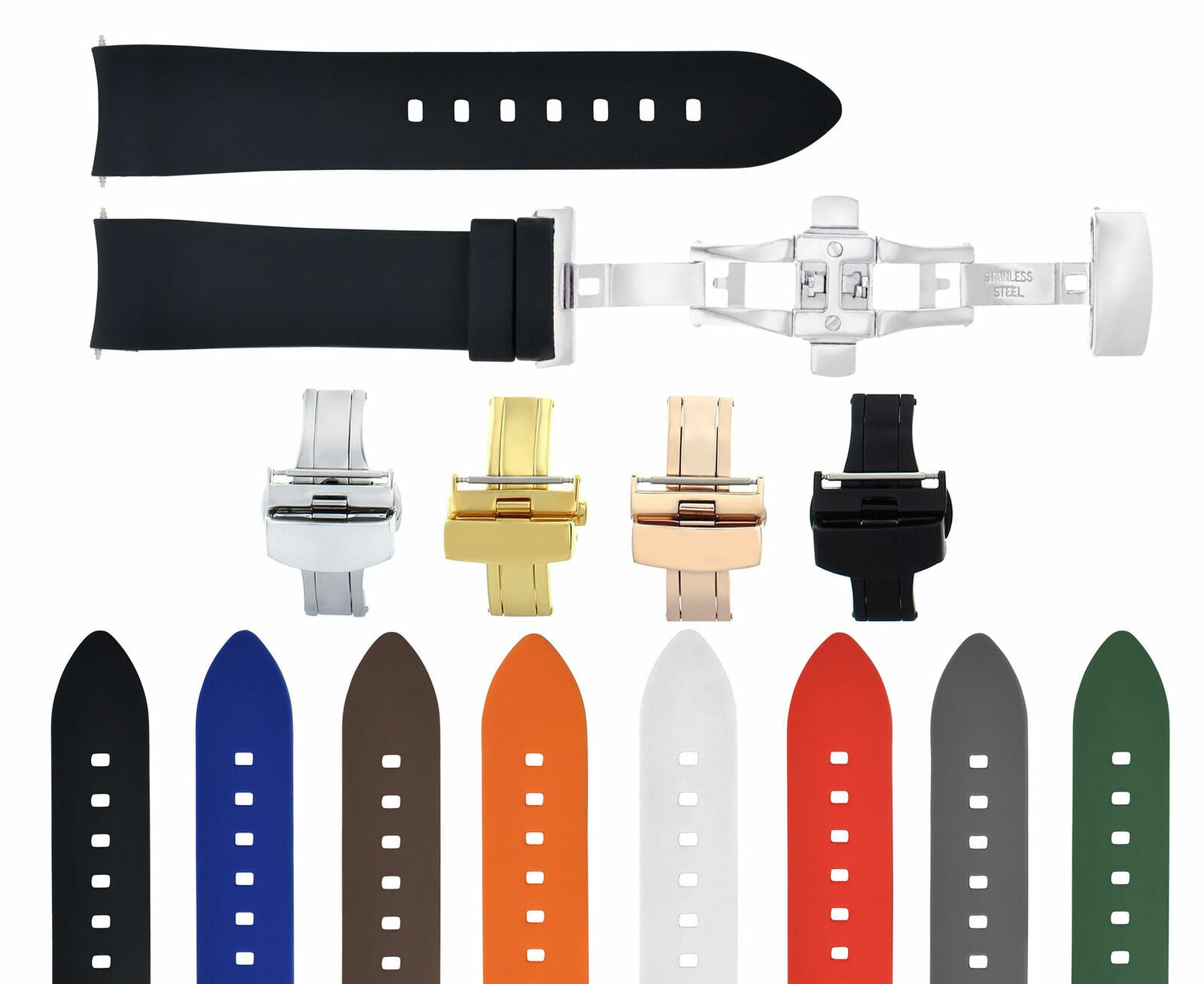 CURVED SILICONE RUBBER STRAP 18MM 19MM 20MM 21MM 22MM 24MM FOR CITIZEN ECO DRIVE