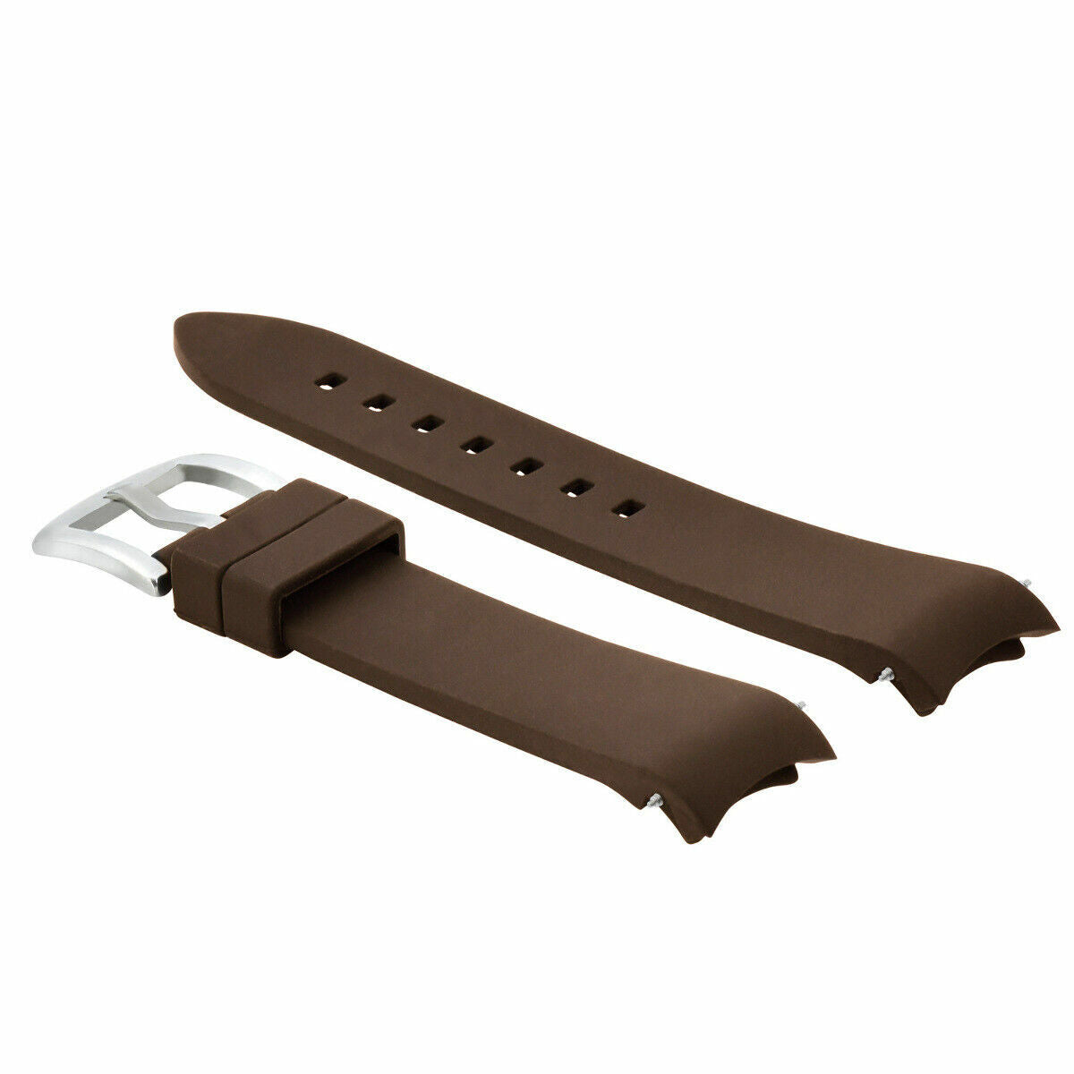CURVED END RUBBER STRAP 18-19-20-21-22-24MM FOR TAG HEUER CARRERA,F1 AQUARACER, Brown, view 2