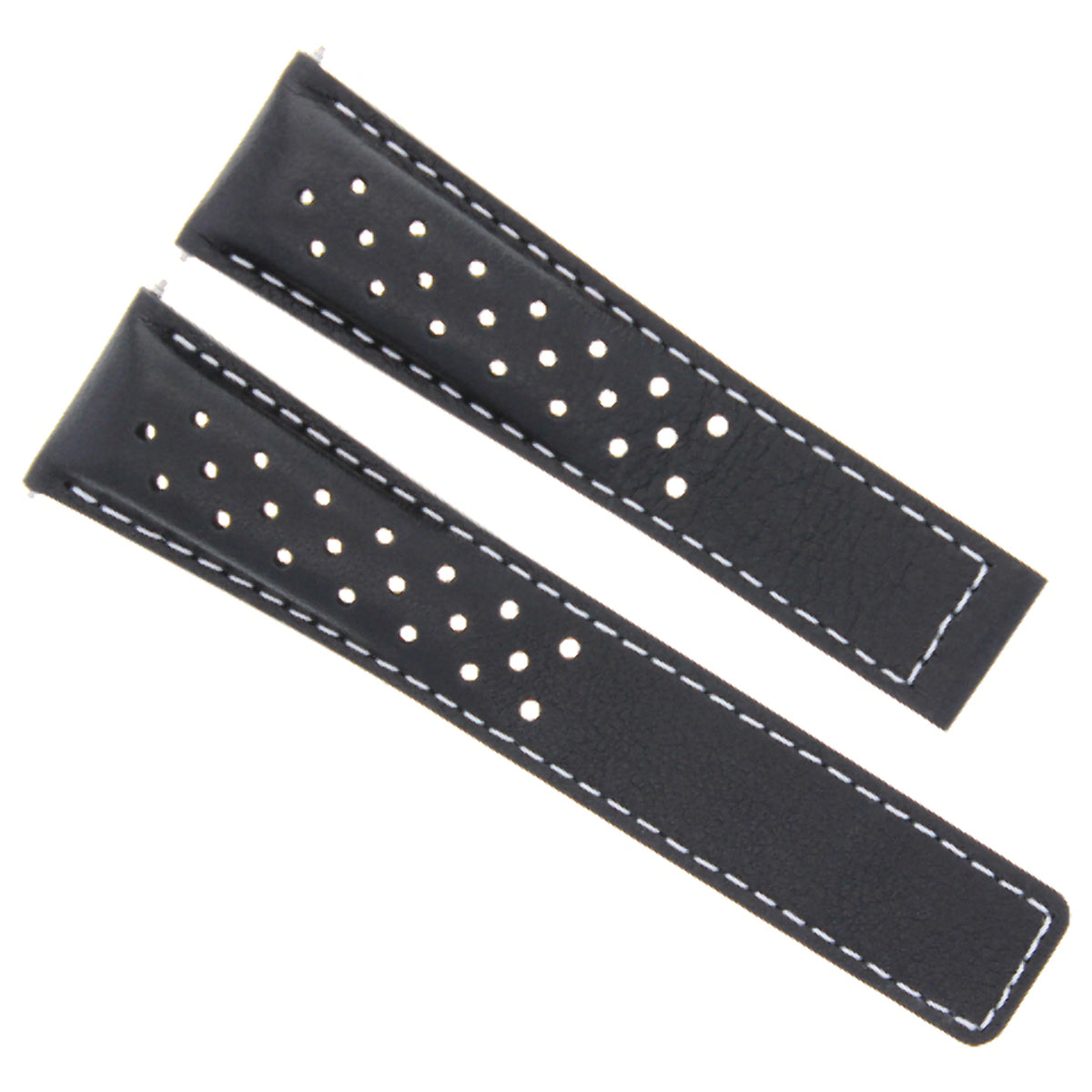 22/20MM LEATHER BAND STRAP FOR TAG HEUER CARRERA CALIBRE BLACK PERFORATED
