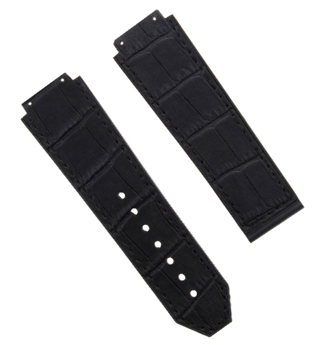 26MM ALLIGATOR LEATHER RUBBER BAND STRAP FOR HUBLOT BIG BANG CERANIC BLACK