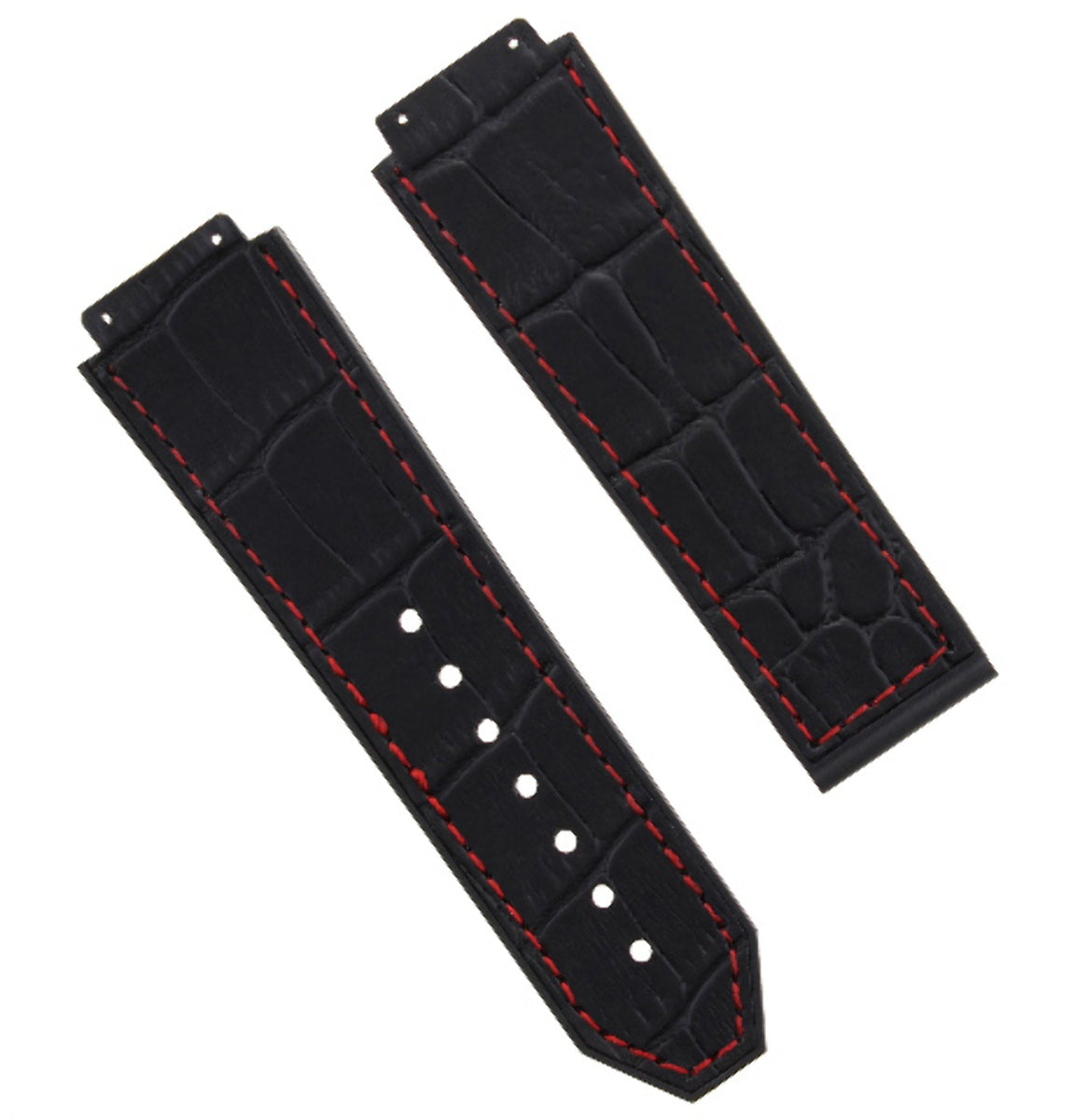 26MM ALLIGATOR LEATHER RUBBER BAND STRAP FOR HUBLOT BIG BANG CERAMIC BACK RED
